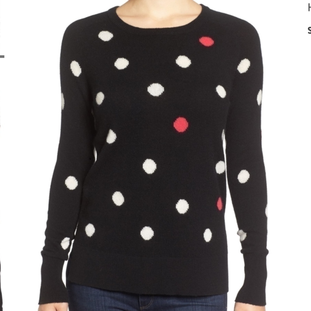 HALOGEN CASHMERE | Black with polka dots sweater